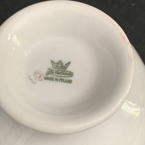 Favolina Poland tea cup and saucer pink purple green rose buds - Picture 9 of 9